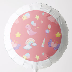 Cute pink sweet dinosaur rainbow balloon Pattern