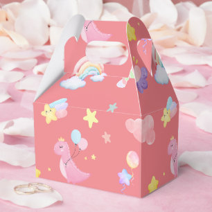 Cute pink sweet dinosaur rainbow balloon Pattern Favor Boxes