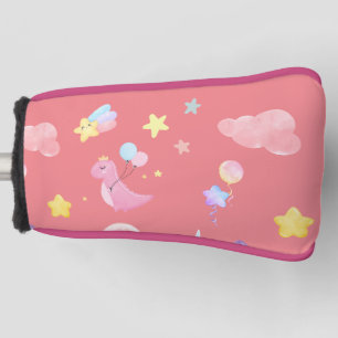 Cute pink sweet dinosaur rainbow balloon Pattern Golf Head Cover