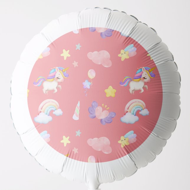 Cute pink sweet unicorn rainbow Balloon Pattern (Front)