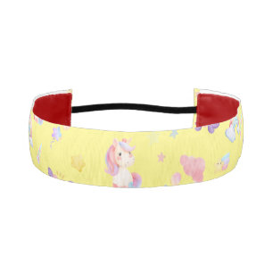 Cute pink sweet unicorn rainbow balloon Pattern Athletic Headband