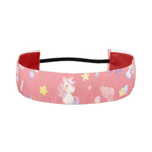 Cute pink sweet unicorn rainbow balloon Pattern  Athletic Headband