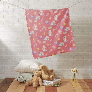 Cute pink sweet unicorn rainbow balloon Pattern Baby Blanket