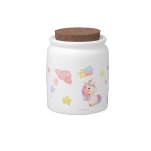 Cute pink sweet unicorn rainbow balloon Pattern Candy Jar