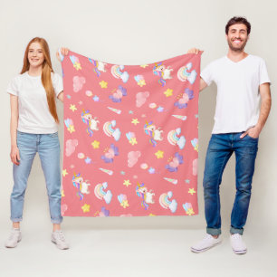 Cute pink sweet unicorn rainbow Balloon Pattern Fleece Blanket