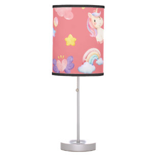 Cute pink sweet unicorn rainbow balloon Pattern Table Lamp