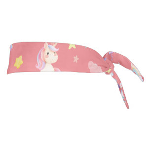 Cute pink sweet unicorn rainbow balloon Pattern Tie Headband