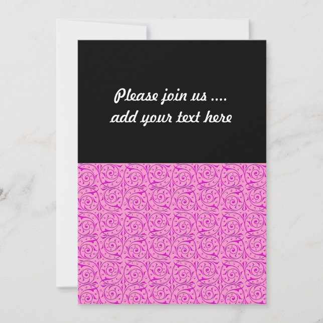 Cute Pink Swirly Vines Pattern Invitation (Front)