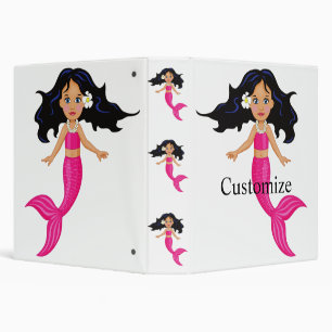 Cute Pink-tailed Mermaid Thunder_Cove 3 Ring Binder