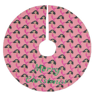 Cute Pink-tailed Mermaid Thunder_Cove Brushed Polyester Tree Skirt