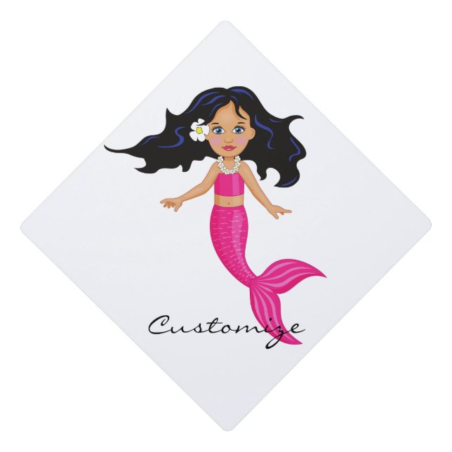 Cute Pink-tailed Mermaid Thunder_Cove Graduation Cap Topper (Front)