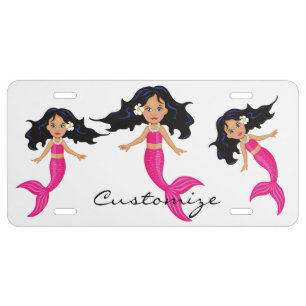 Cute Pink-tailed Mermaid Thunder_Cove License Plate