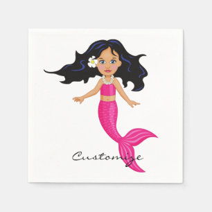 Cute Pink-tailed Mermaid Thunder_Cove Napkins
