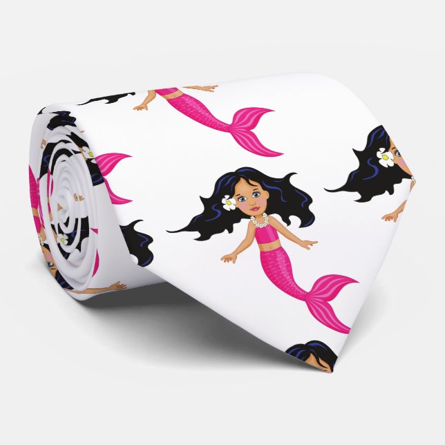 Cute Pink-tailed Mermaid Thunder_Cove Neck Tie (Rolled)
