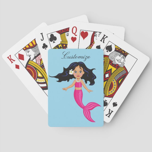 Cute Pink-tailed Mermaid Thunder_Cove Poker Cards (Back)