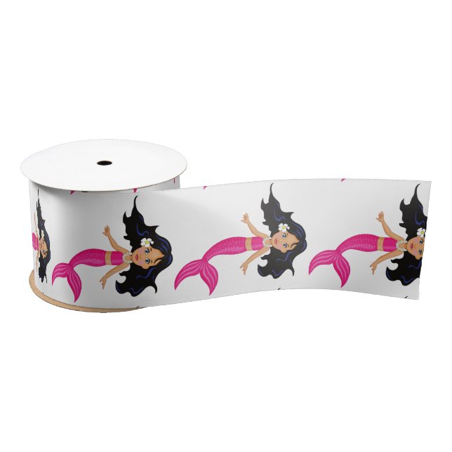 Cute Pink-tailed Mermaid Thunder_Cove Satin Ribbon (Spool)