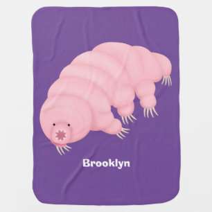 Cute pink tardigrade water bear cartoon  baby blanket
