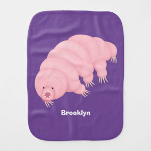 Cute pink tardigrade water bear cartoon baby burp cloth