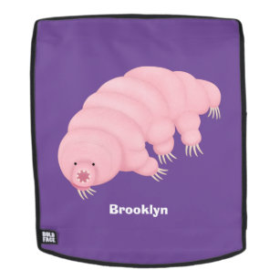 Cute pink tardigrade water bear cartoon backpack