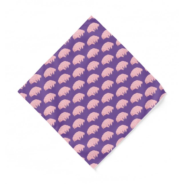Cute pink tardigrade water bear cartoon bandana (Front)