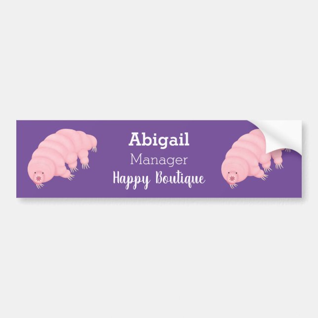 Cute pink tardigrade water bear cartoon bumper sticker (Front)