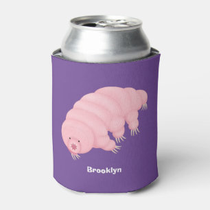 Cute pink tardigrade water bear cartoon  can cooler