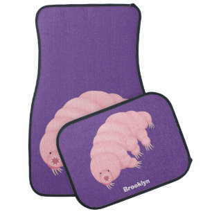 Cute pink tardigrade water bear cartoon  car floor mat