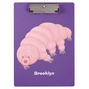 Cute pink tardigrade water bear cartoon clipboard