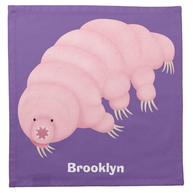 Cute pink tardigrade water bear cartoon  cloth napkin (Front)