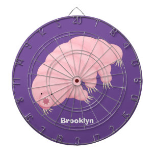 Cute pink tardigrade water bear cartoon dart board