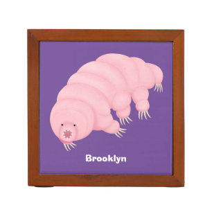 Cute pink tardigrade water bear cartoon  desk organizer