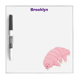 Cute pink tardigrade water bear cartoon dry erase board