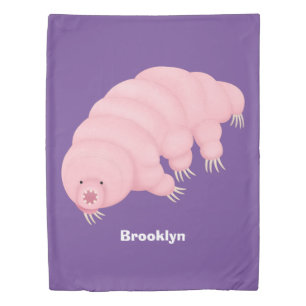 Cute pink tardigrade water bear cartoon duvet cover