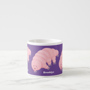 Cute pink tardigrade water bear cartoon espresso cup