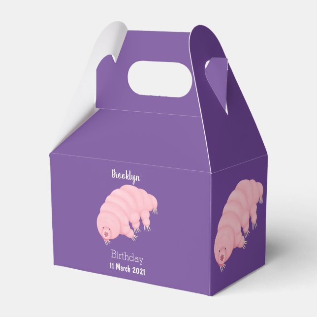 Cute pink tardigrade water bear cartoon  favor boxes (Front Side)