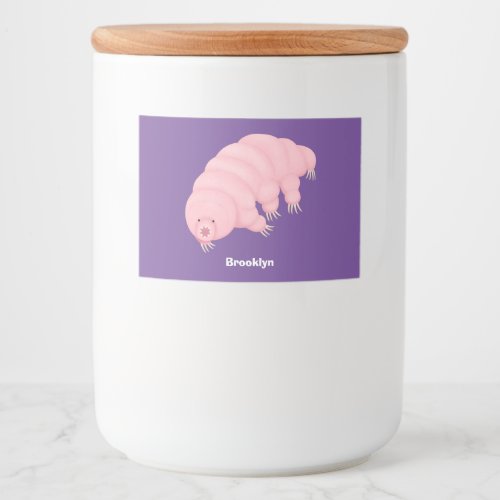 Cute pink tardigrade water bear cartoon food label