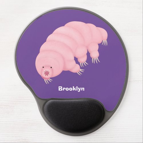 Cute pink tardigrade water bear cartoon gel mouse pad