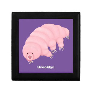 Cute pink tardigrade water bear cartoon gift box
