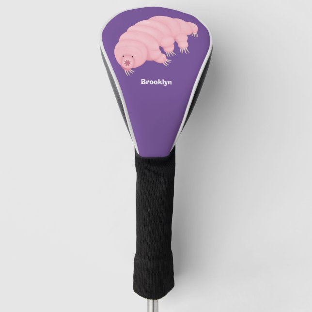 Cute pink tardigrade water bear cartoon golf head cover (Front)