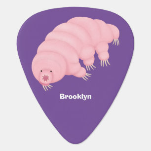 Cute pink tardigrade water bear cartoon guitar pick