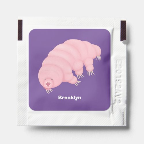 Cute pink tardigrade water bear cartoon hand sanitizer packet