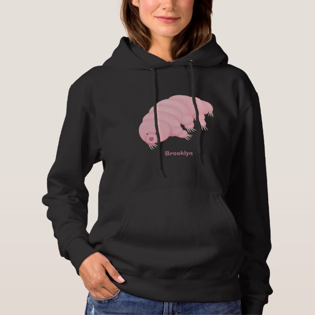 Cute pink tardigrade water bear cartoon hoodie (Front)