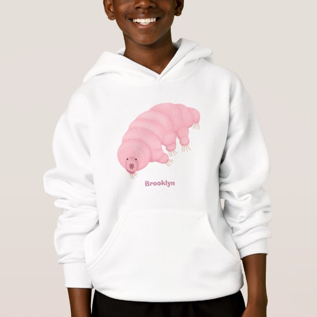 Cute pink tardigrade water bear cartoon hoodie (Front)