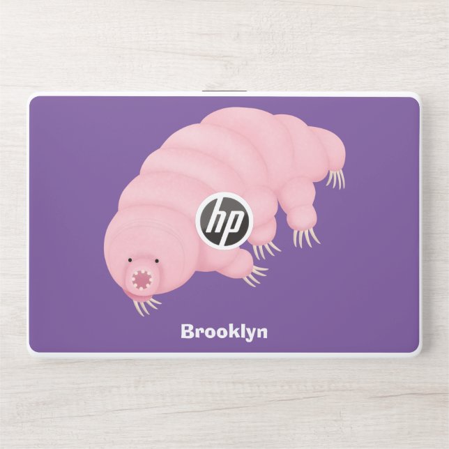 Cute pink tardigrade water bear cartoon HP laptop skin (Front)