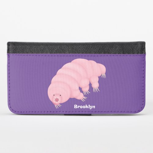 Cute pink tardigrade water bear cartoon  iPhone x wallet case