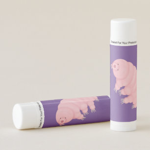 Cute pink tardigrade water bear cartoon lip balm