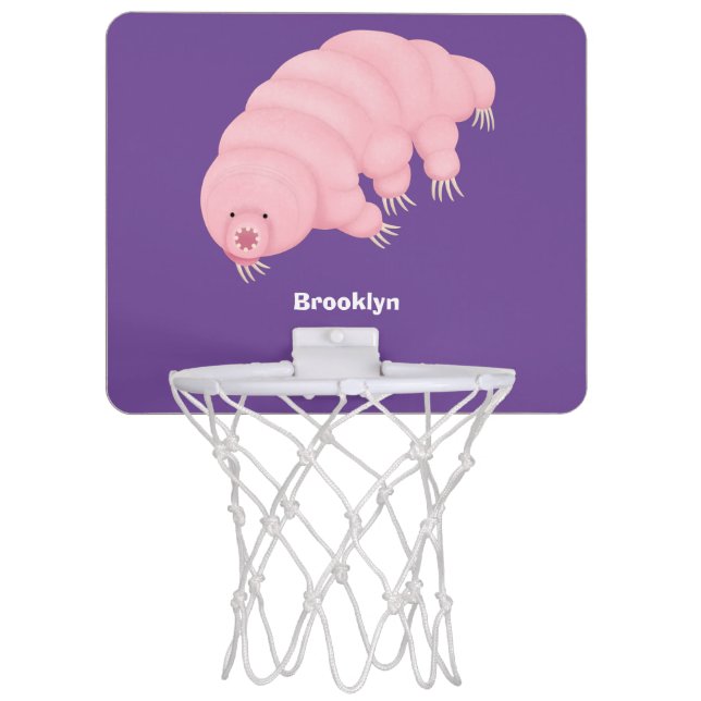 Cute pink tardigrade water bear cartoon mini basketball hoop (Front)