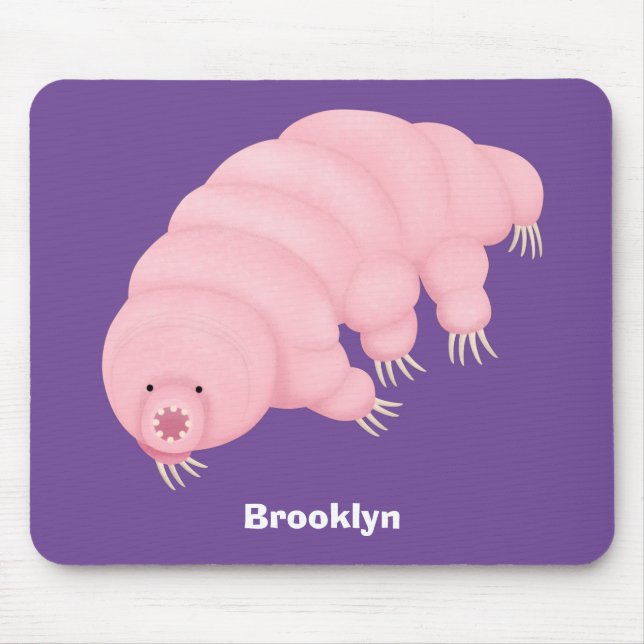 Cute pink tardigrade water bear cartoon  mouse pad (Front)