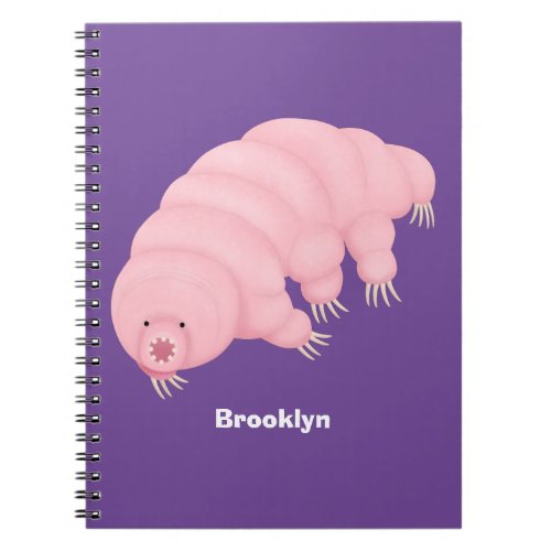 Cute pink tardigrade water bear cartoon notebook