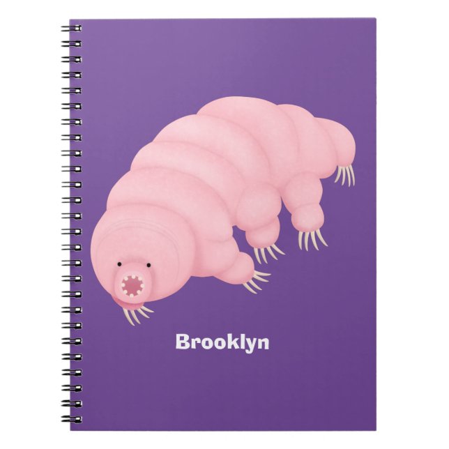 Cute pink tardigrade water bear cartoon notebook (Front)